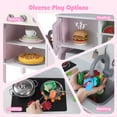 thumbnail image 4 of Costway Kids Kitchen Playset Wooden Pretend Play Chef Toy with Microwave & Accessories Pink+White, 4 of 10