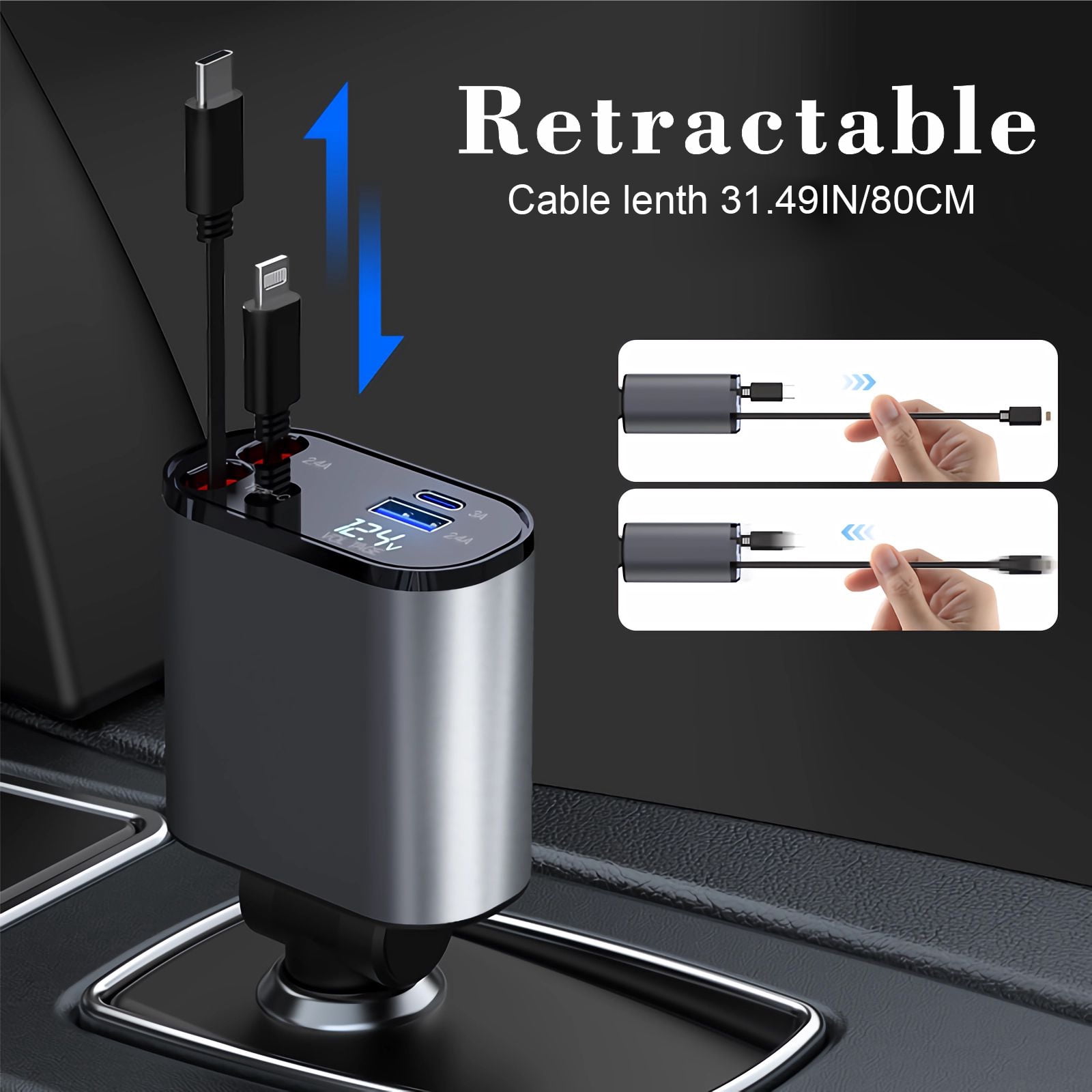 Suonee Smartphone 4 in 1 Retractable Car Charger