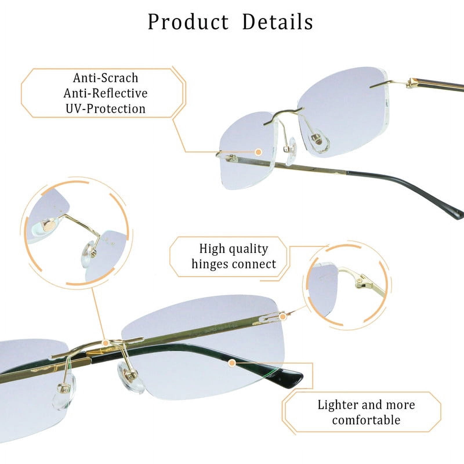 LifeArt Pure Titanium Frame Glasses/Blue Light Blocking Reading Glasses, Reduce Eyestrain, Stylish for Men and Women(Gold,No Magnification)