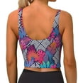 thumbnail image 3 of Haiem Tropical Leaves Pattern Womens Sports Bra - U Neck Padded Low Impact Yoga Bra Workout Crop Top Gym Moisture-Wicking Workout Vest -Small, 3 of 9