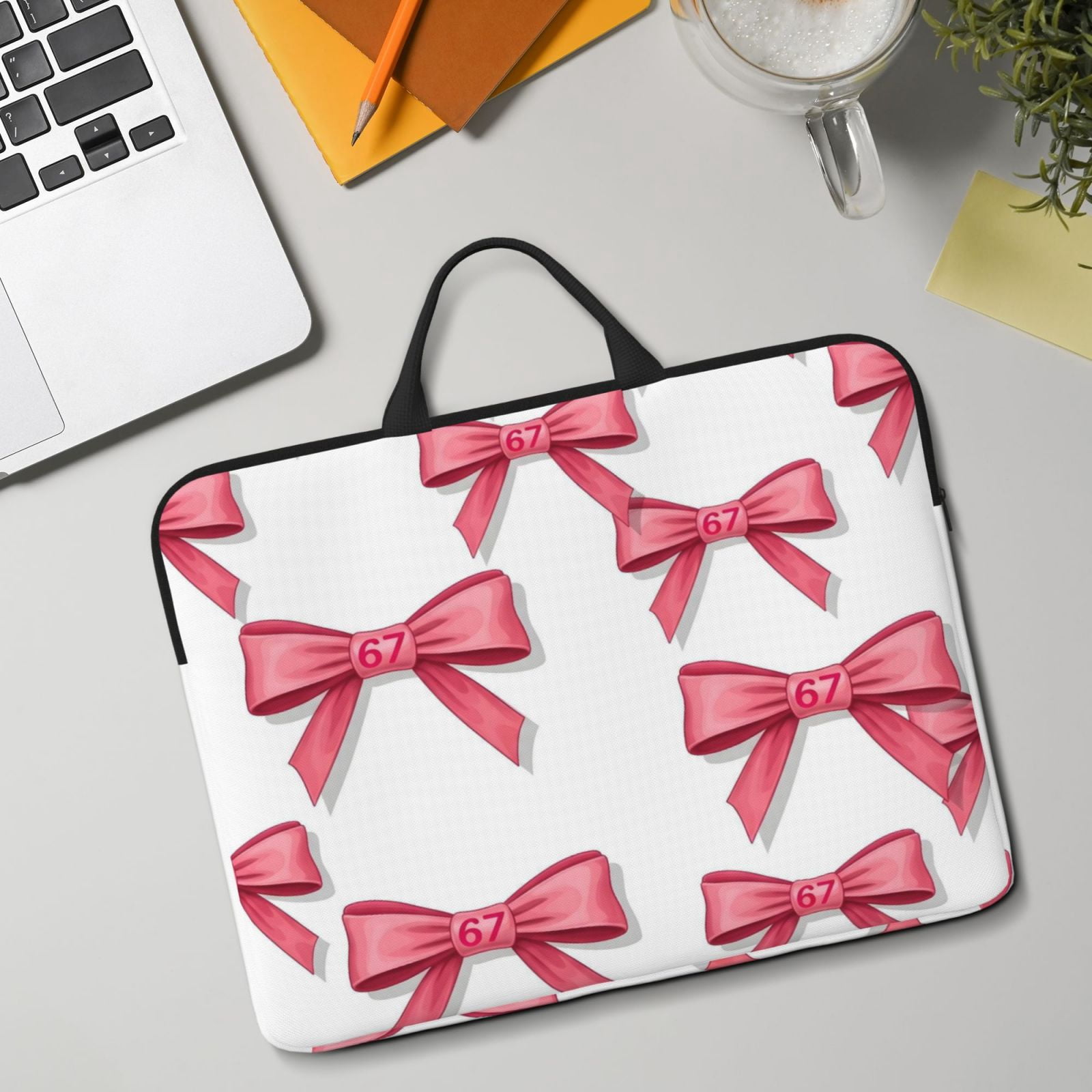 Laptop Sleeve Bag For Women Men 14inch Waterproof Durable Protective Computer Carrying Cover Handle Laptop Case Bag Pink Ribbon Pattern 67 (3)