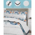 thumbnail image 3 of Full Size Quilt Bedding Set, Summer Coastal Reversible Summer Quilt 3 Pieces, Sea Ocean Starfish Shells Coral Conch Wood Gray Lightweight Bedspreads Coverlets with 2 Pillow Shams for All Seasons, 3 of 5
