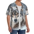 thumbnail image 2 of Balery Majestic Snowy Wolf Men's Casual Button Down Shirt Short Sleeve Textured Summer Cuban Beach Shirts-3X-Large, 2 of 7