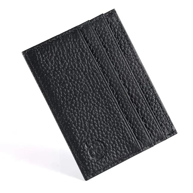 Tarjetero de Piel, Tarjetero, Cartera de Piel, Cartera Ultrafina Cartera de Piel Regalo, Unisex, Negro kaili Sencillez