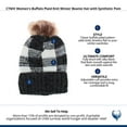 thumbnail image 3 of CTM  Buffalo Plaid Knit Winter Beanie Hat with Synthetic Pom (Women), 3 of 3
