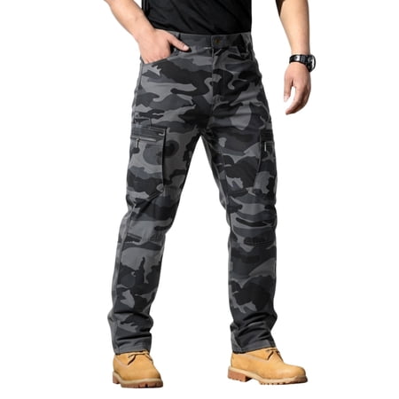 TOMVIGX Men s Hiking Cargo Pants Lightweight Water-Resistant Quick Dry for Tactical Work Fishing Golf Travel Outdoor Casual Gray 4XL