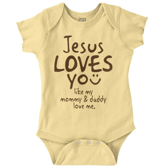 Jesus Loves You Christian Religious Romper Boys or Girls Infant Baby Brisco Brands NB