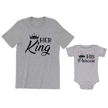 

Her King Men s T-Shirt Crown Graphic His Princess Baby Bodysuit Kids Toddler Shirt