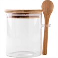 thumbnail image 2 of Transparent Glass Candy Jar with Sealed Bamboo Lid and Spoon, 2 of 5