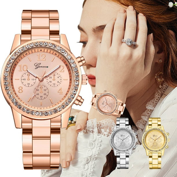 Fiudx Ofertas Flash Del Día Reloj De Moda Para Mujer Reloj De Acero Inoxidable Vestido Casual Muñeca Cristal