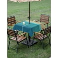 thumbnail image 4 of Outdoor Tablecloths with Umbrella Hole & Zipper, Teal Blue Ombre 54x54 Inch Square Tablecloths, Modern Abstract Gradient Art Waterproof Table Cloth, Patio/Pool/Picnic Table Covers, 4 of 8