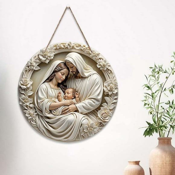 TIMIFIS A Decorate European Style Wooden Round Yea Sign Hanging Sign Living Room Welcome Hanging Door Sign Home Decoration Wall Hangings Home Decor