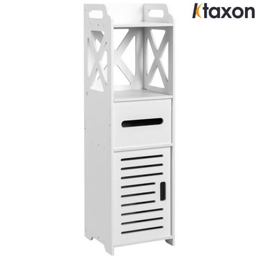 Ktaxon Bathroom Floor Cabinet Freestanding Single Door 2-Tier Storage Organizer,Wood Plastic Composite Board,White