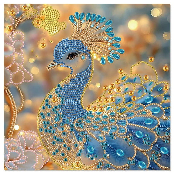 5D DIY Diamond Painting Kit Transparent Peacock Special Shape Creative Diamond Craft Suitable for Home and Office Decor, Festive Gifts