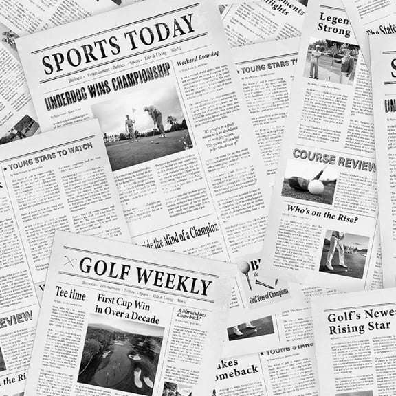 Golf Golf News Newspaper Cotton Fabric (1 yard)
