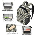 thumbnail image 5 of JIALIOU 14" Laptop Backpack Waterproof Airline Approved Stylish Casual Daypack for Travel Business College Work, Navy Beige Stripe, 5 of 8
