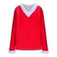 thumbnail image 5 of Hoodless Sweatshirts for Women V Neck Christmas Long Sleeve Pullover Solid Color Casual Tops, 5 of 7