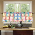 thumbnail image 4 of Yayeee Kitchen Curtains Tier Set of 2 Light Filtering 57"x36" Over Sink Window Panels, Pink Checkered Daisy, 4 of 7