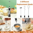 thumbnail image 3 of Milk Frother ,Handheld Electric Foam Maker, Waterproof Detachable 3-Speed Adjustable Drink Mixer & Milk Foamer with 3 Stainless Steel Whisks for Lattes, （black26*3cm）, 3 of 5