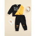 thumbnail image 2 of Qiylii Baby Boys 2Pcs Outfit Long Sleeve Letters Sweatshirt+Ripped Pants, 2 of 5