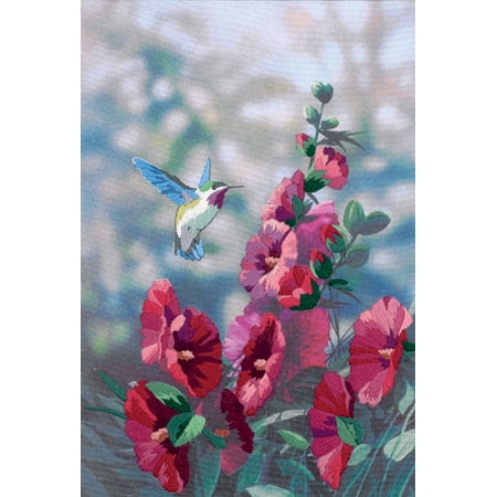 - Dimensions Crewel Embr Kit 11x16 HollyhocksInBloom