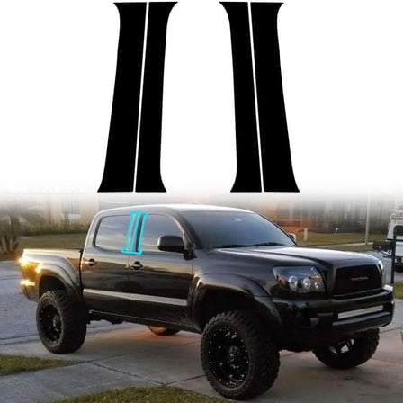 4Pcs Glossy Black Pillar Post Door Window Cover Trim For 2005-2014 Toyota Tacoma