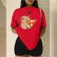 thumbnail image 3 of Playera Blusa De Capibara Comiendo Pizza Ropa Divertida Para Mujer Capibara Color Rojo Talla Mediana Marca Emil SaEs, 3 of 4