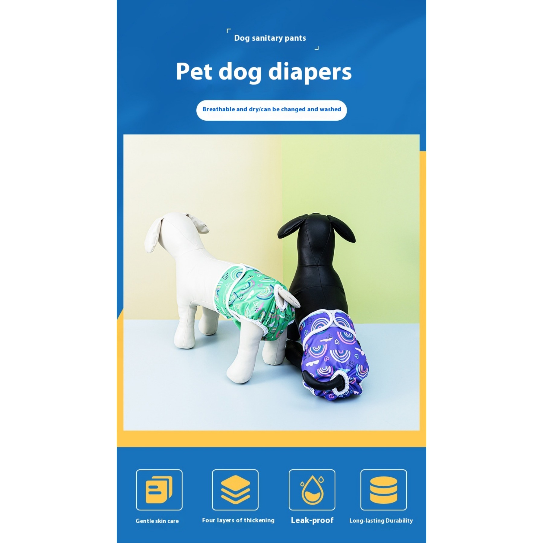 Reusable Pet Diapers for Female Dogs Washable Dog Period Underwear Anti Leakage Comfortable Cloth Panties