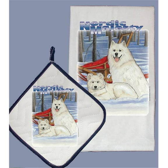 Pipsqueak Productions DP956 Dish Towel and Pot Holder Set - Samoyed