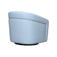 thumbnail image 3 of Desi Sky Blue Leather Swivel Accent Chair, 3 of 9