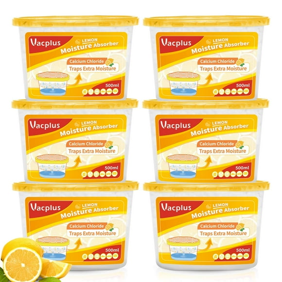 Deshumidificador Humedad Absorber Vacplus, paquete de 6 unidades, 310 ml, con limón