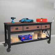 DuraMax Rolling Workbench Furniture 72 in. x 24 in. with 3 Drawers, for Home, Garage, Workshop