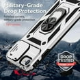 thumbnail image 5 of for iPhone SE (3rd and 2nd gen 2022/2020) and iPhone 8/7/6 Case with Camera Lens Cover HD Screen Protector, Military Grade Drop Protection Magnetic Ring Holder Kickstand Protective Phone Case (Silver), 5 of 17