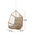 thumbnail image 3 of GDF Studio Mesena Tamara Outdoor/Indoor Wicker Hanging Chair with 8 Foot Chain (NO STAND), Light Brown and Tan, 3 of 7