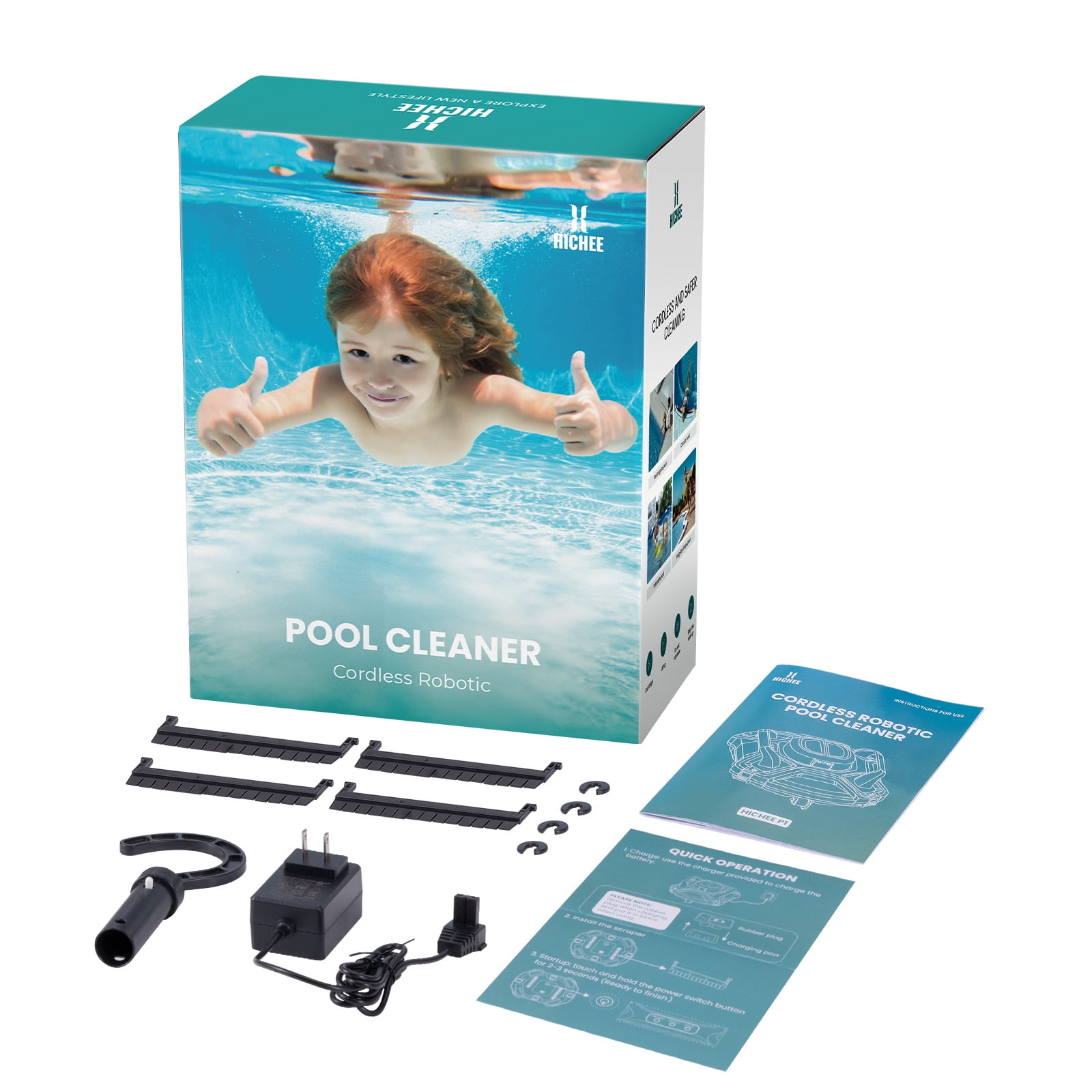 Wireless pool cleaning robot, pool vacuum cleaner, automatic parking, dual motor LED indicator, durable and excellent cleaning robot