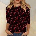thumbnail image 2 of Joau Valentine's Day 3/4 Length Sleeve Womens Tops Crew Neck Loose Casual Blouses Heart Print Tunic Tops Graphic Tees Shirts Gifts for Women, 2 of 5