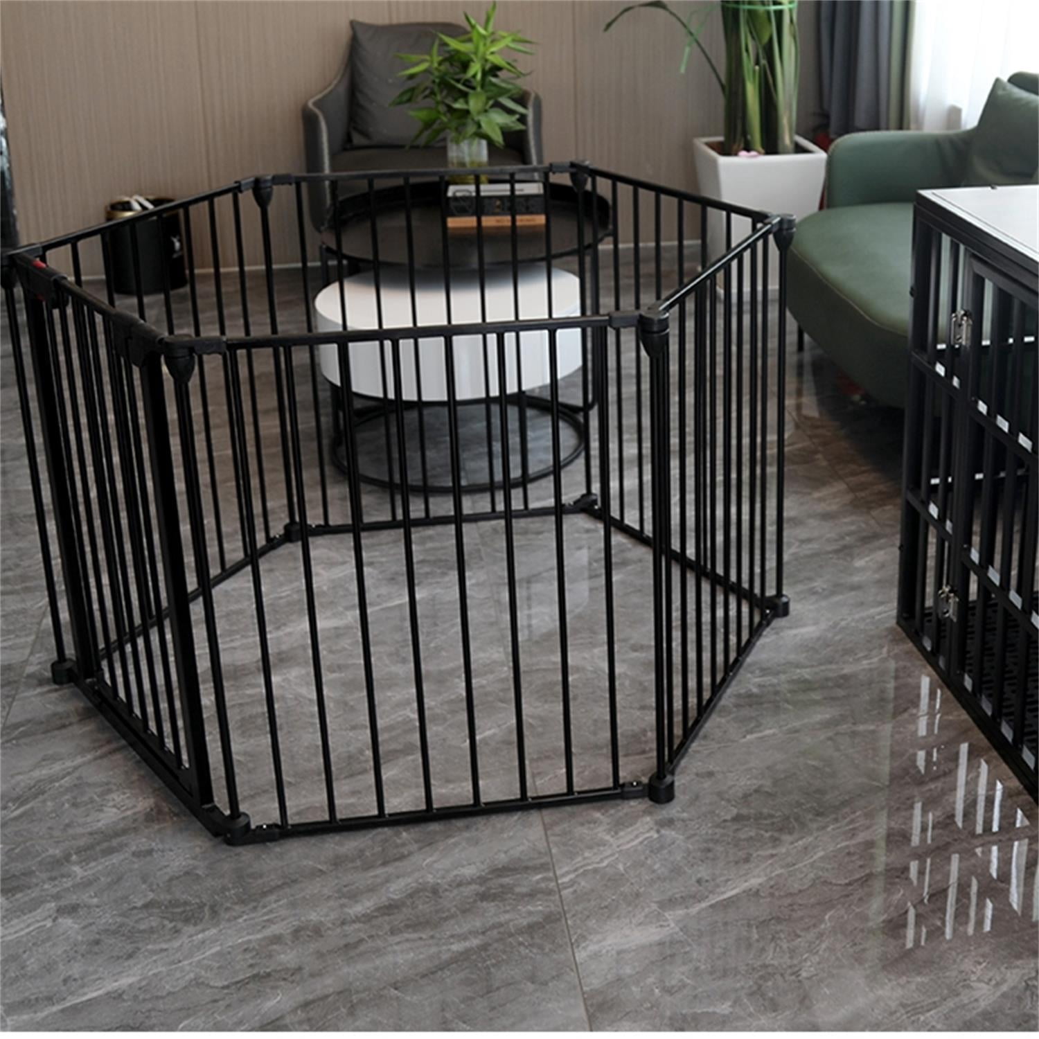 Pefilos 6 Panel Play Yard Dog Playpen for Multiple Sizes of Dog, Designed for Camping, Dog Fences Indoor, Black