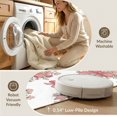 thumbnail image 5 of ODIKA 6'x9' Washable Area Rug Non-Slip, Easy Care, Round Tossed Ribbon Bows Boho Vintage Seamless Pink Coquette Refined Structured for Family Room, Living Room, Master Bedroom, 5 of 7