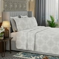 thumbnail image 4 of Color Sense 4-Piece Brushed Percale Cotton Blend Bedsheet Set, Cool & Crisp, Breathable, Wrinkle Resistant, Full, Damask Gray, 4 of 10