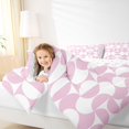 thumbnail image 5 of Castle Fairy Geometric Split Circle Queen Bedding 7pcs,Retro Curved Bedding Comforter Set Queen,Pink White,Reversible, 5 of 7
