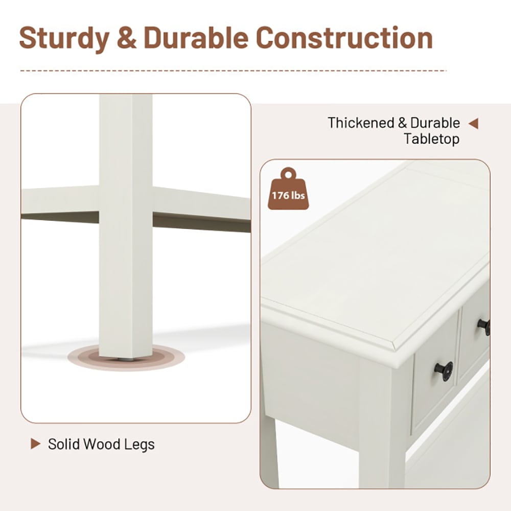 Spaco 60 Inch Long Sofa Table with 4 Drawers and Open Shelf for Living Room-White, Entryway Table Hallway Table, Storage-Friendly Hallway Table for Foyer & Entry Spaces