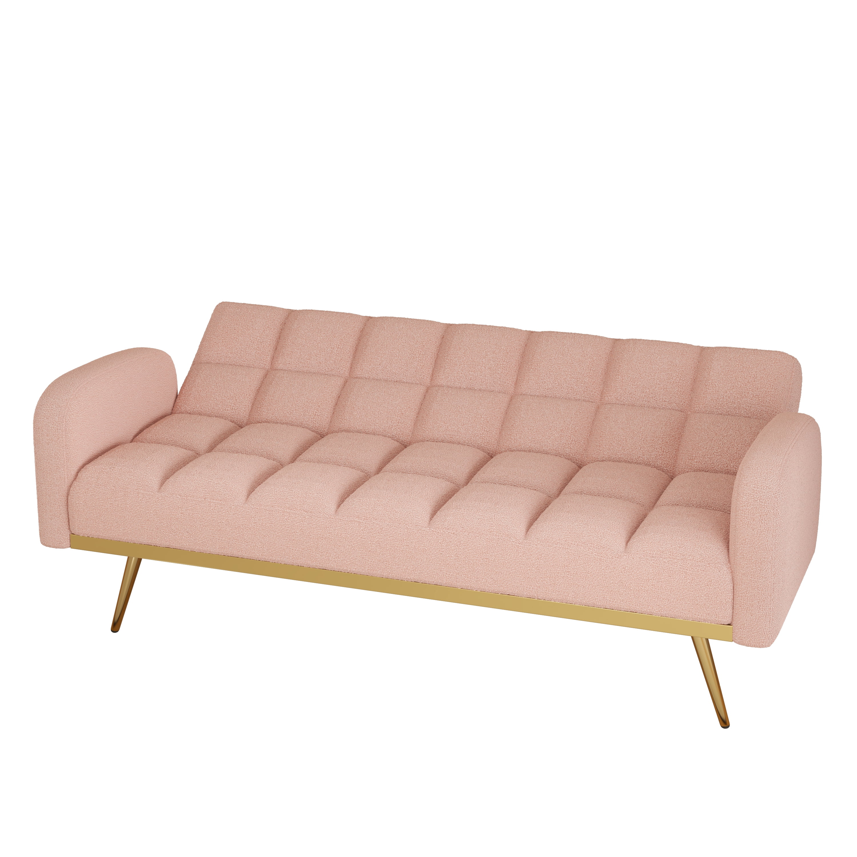 Bianlte Sponge Convertible Sofa Couch Futon Frame, Pink