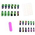 thumbnail image 6 of Coffin Halloween Press on Nails Short 24Pcs, Witch Pumpkin Bat Neon Green Purple Gradient Spooky Fake Nails Set, Reusable False Nails for Party Fall Daily Wear Women Girls, 6 of 7