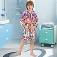 thumbnail image 5 of FORMRS Niños Bathrobe Unisex Hooded Robe Soft Plush Pajamas Sleepwear, Size 2-3T, Black Colorful Circles, 5 of 7