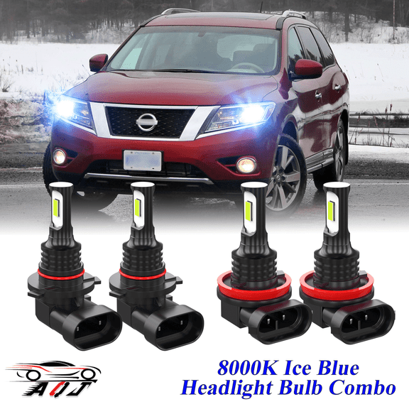 8000K Ice Blue LED Headlight Bulbs Combo Kit For Nissan Pathfinder 2013 2014 2015 2016