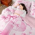 thumbnail image 4 of Castle Fairy Cartoon Bow Letter Monogrammed P Bedding Comforter Set,Cute King Bedding Sets, 4 of 8