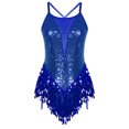 thumbnail image 3 of Yruioon Women Sparkling Sequins Fringed Dance Dress Shiny Tassel Latin Dance Dress Performance Royal_Blue M, 3 of 7