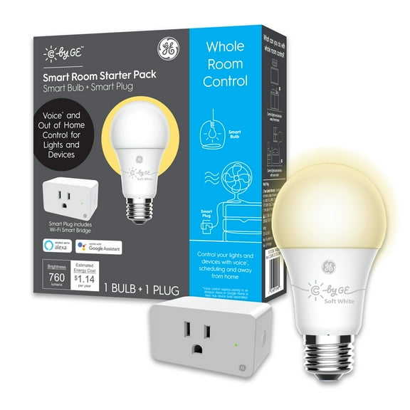 C by GE Smart Room Starter Pack (Smart Plug   Soft White A19 Smart Bulb)