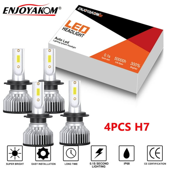 4pcs H7 LED Headlight Bulbs H7 High/Low Beam For Mazda CX-7 2007-2012 6000K Xenon White