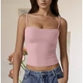 thumbnail image 2 of Tank Tops for Women, Skinny Solid Color Adjustable Spaghetti Strap Trendy Camisole, 2 of 4